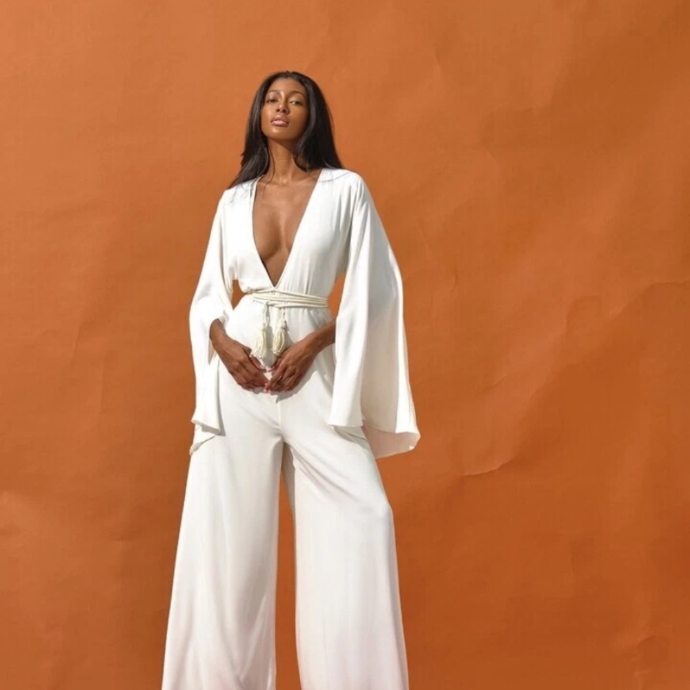 Andrea Iyamah Lili Cape-Sleeve Jumpsuit-Size S/M